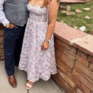 Lulu's Pink and Gray Floral Dress